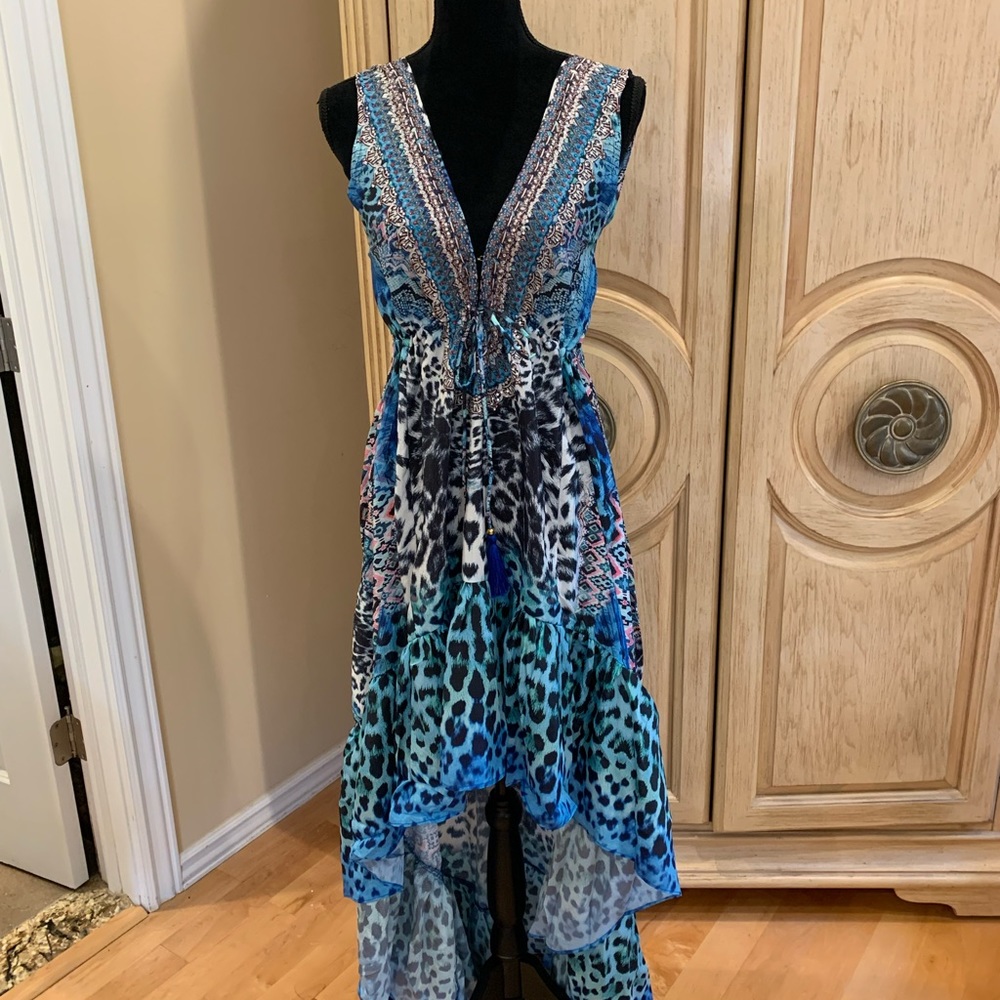 True Colours by La Moda Frill High-Lo Maxi Dress ~NWT